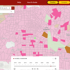 The revamped version of the mapping tool allows users to zoom into a neighborhood and look through multiple years to see pharmacies opening and closing and how this changes pharmacy access.