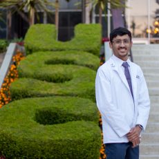 Alexander Cantres González poses for a photo at the USC Health Sciences Campus. (Photo by Luis Larios)